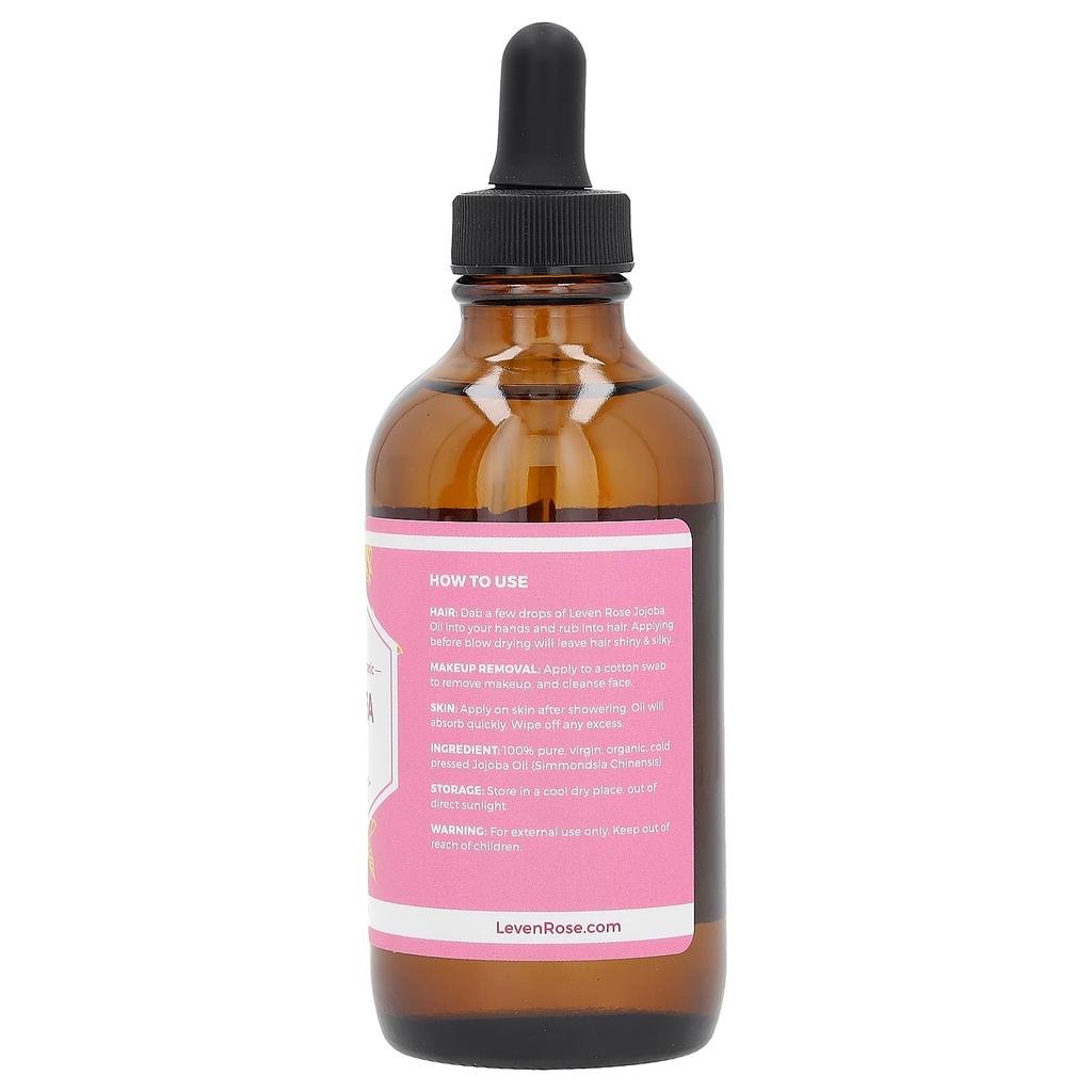 Leven Rose 100% Pure Organic Jojoba Oil, 4 Fl Oz (118 Ml)