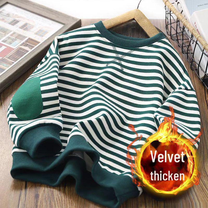2024 Kids' Spring/Autumn Sweatshirts: Korean-Style Boys' & Girls' Velvet-Lined Tops