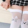 Детские белые длинные носки, кавайные милые носки до бедра с котом, кружевные носки с героями мультфильмов, весна-лето