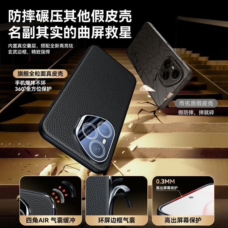Leather Phone Case Honor 400 Pro Matte Black Edge Full Camera Protection Business Style