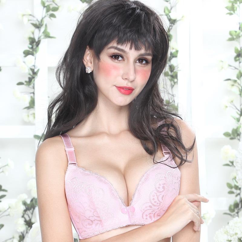 Бюстгальтер для кормления грудью с присборенными кружевными краями, бюстгальтер для беременных, бюстгальтер для послеродового периода, полная чашка, без стального кольца, верхняя крышка с открытой пряжкой