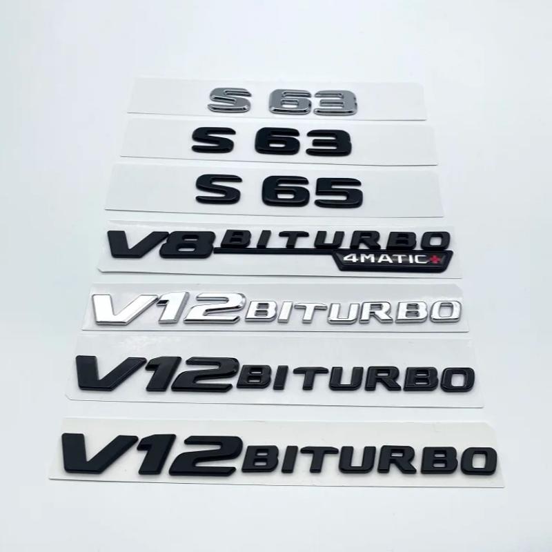3D Letters S63 S65 V12 Biturbo V8Biturbo 4matic+ ABS Emblem for Mercedes Benz W222 W223 Car Fender Trunk Logo Sticker AU1