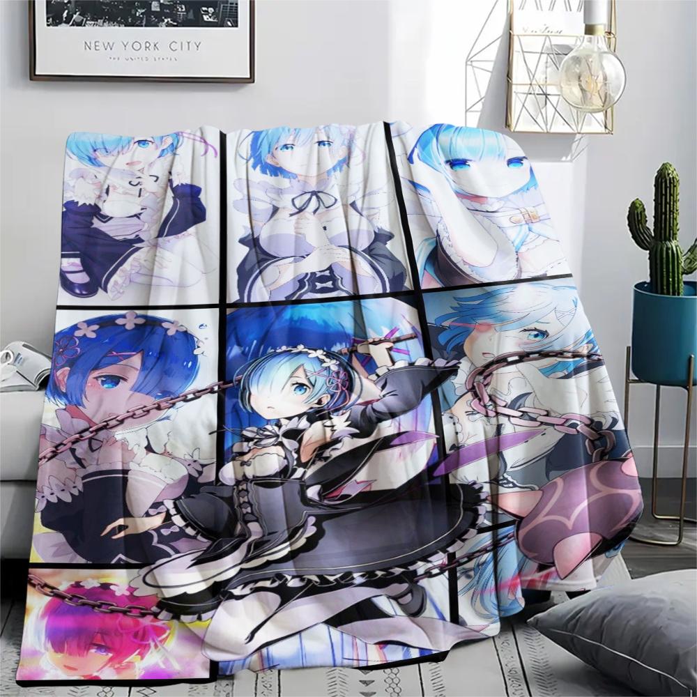 1Pc ReZero Print Flannel Blanket, High quality Comfortable for All Seasons, Home Decor, Warmth and Comfort, Perfect for Christmas Gifts