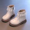 Детские осенние ботинки, милые кружевные ботинки для девочек, принцессы, модные, элегантные, повседневные, детские, универсальные, кожаные ботинки с толстой подошвой