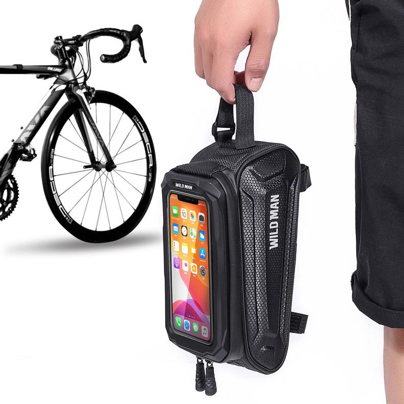WILD MAN Rainproof Bike Bag Hard Shell Bicycle Phone Holder Case Touch Screen Cycling Bag 6.7 Inch Phone Case Mtb Accessories