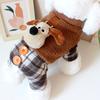 Warm Winter Dog Coat Small Breeds Plaid Cotton Hooded Jacket With Four Legs Thick Insulated Pet Sweater