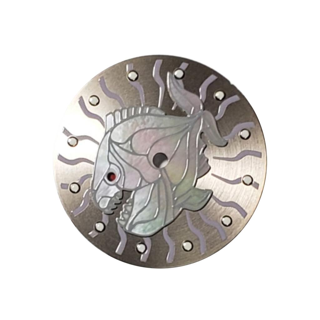 28.5mm 6-Pin Green Luminous Watch Dial for ETA2836 2824 NH35 NH36 2813 Movement With Cartoon Fish Pattern