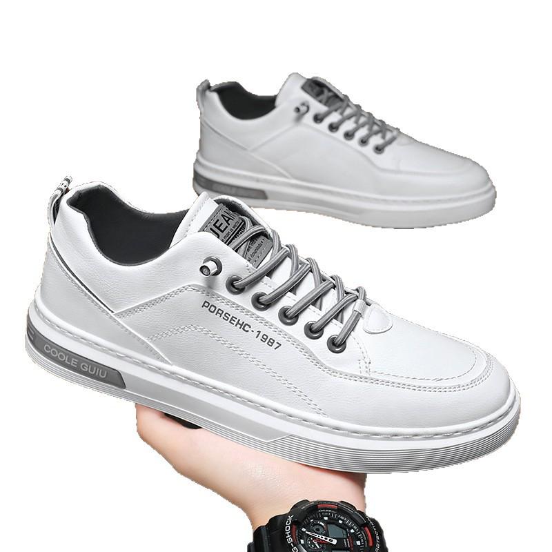 Мужские модные повседневные кожаные туфли - Весна/Осень Универсальные легкие белые кроссовки в корейском стиле