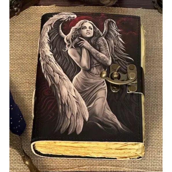 Angel with Tears Leather Journal 200 Pages of Antique Handmade Deckle Edge Paper