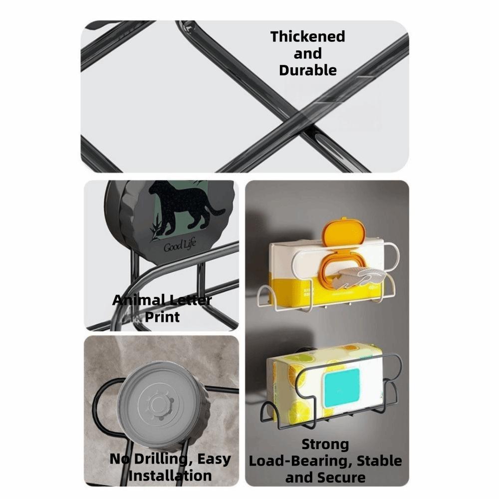 No Drill Suction Cup Tissue Holder Wall Mounted Face Towel Storage Box Tissue Dispenser Bathroom