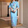 Women Half Sleeve Blouse and Midi Skirts Floral Print Two Piece Suit Sets
