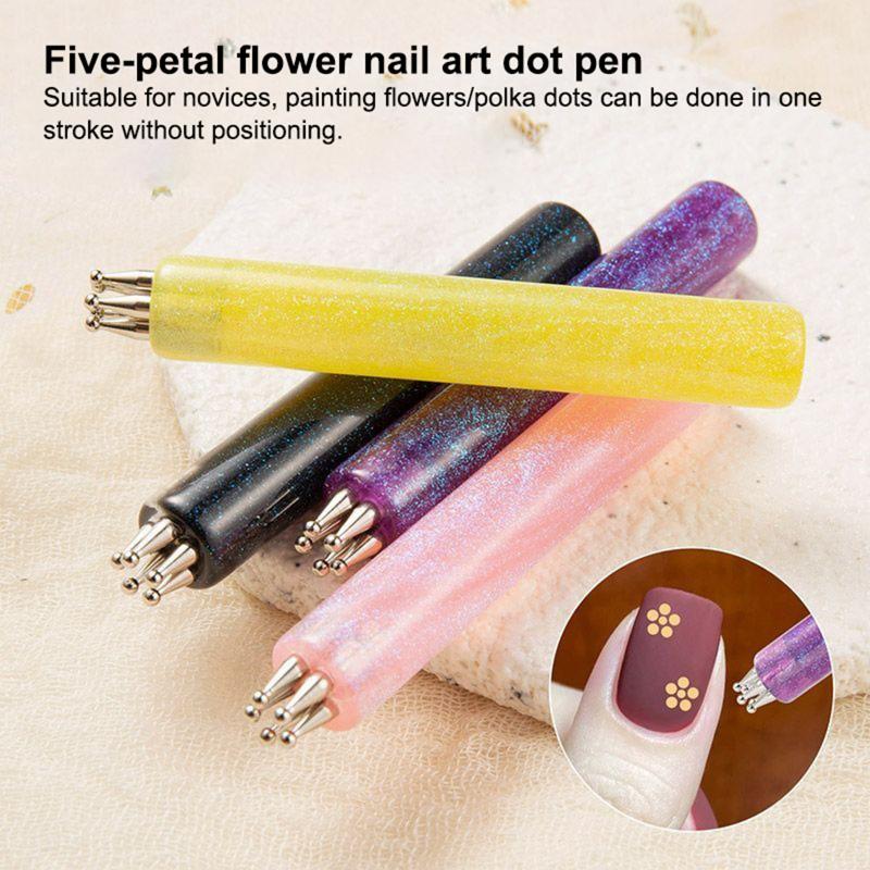 5 Petal Flower Nail Dotting Pen Stainless Steel Tip Perfect for DIY Manicure Design Ideas