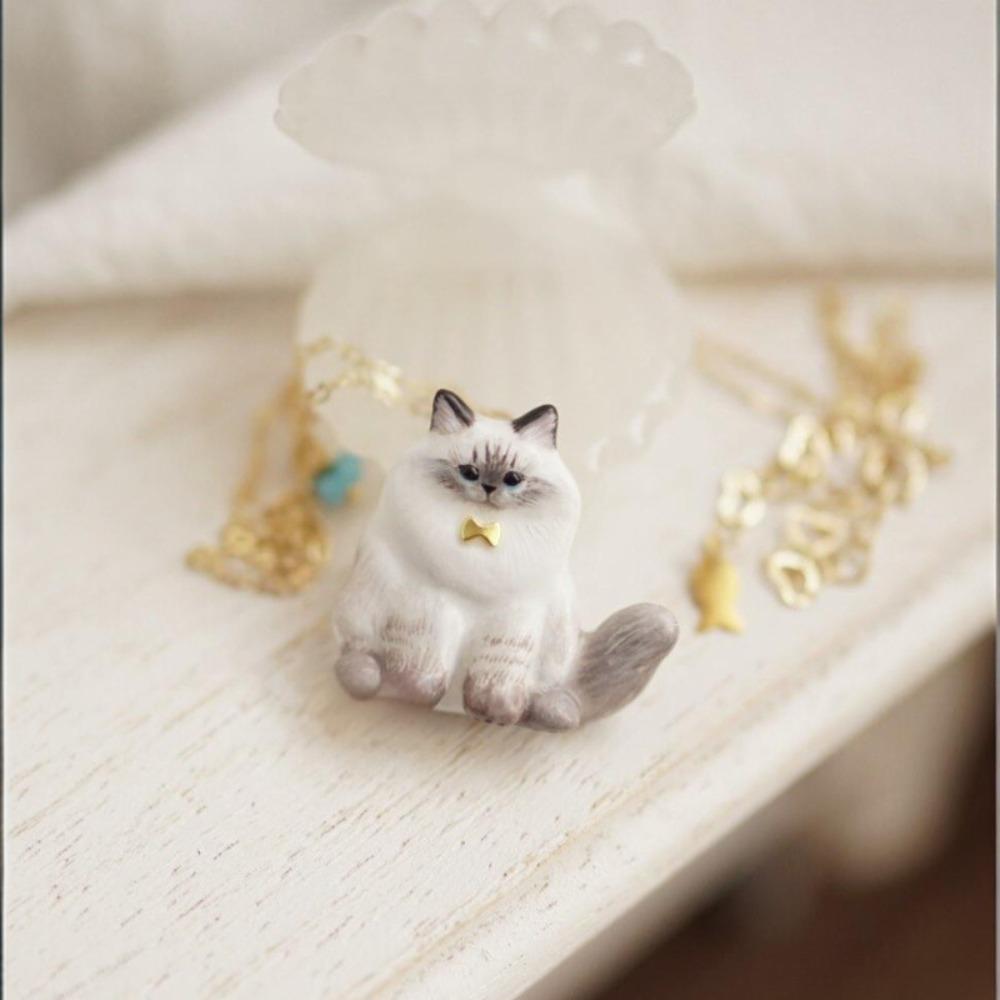 18K Gold Plated Stainless Steel Cat Necklace Copper Gold Clavicle Chain Cat Pendant Necklace Gifts