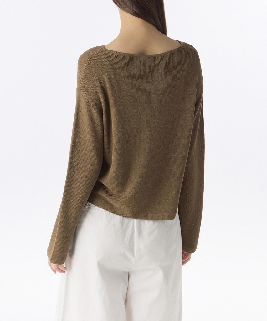 MUSINSA STANDARD WOMAN Women'S Linen Blend Boat Neck Sheer Knit [Light Brown]