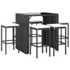 7 Piece Garden Bar Set with Cushions Black Poly Rattan