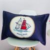 Наволочка с принтом Темно-синяя Студенческая Домашняя Простая Наволочка Парусник Узор Полиэстер Четыре Сезона Одинарная Наволочка