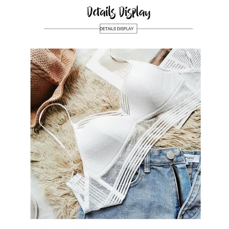 Плюс размер новый стиль в горошек тонкий бюстгальтер с сеткой треугольный женский мягкий бесшовный бюстгальтер с открытой спиной красивая спина сексуальный бюстгальтер-бюстгальтер Encaje Mujer