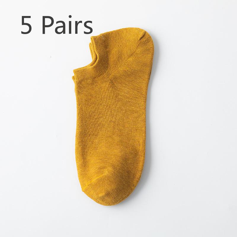 5 пар мужских летних дышащих и впитывающих пот однотонных носков с защитой от падения на пятку