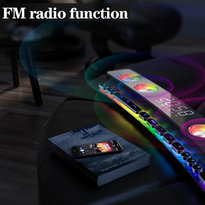 Clock Bluetooth Wireless Game Speaker Soundbar 3D Stereo Subwoofer Computer Loudspeaker with Light Soundbar for Tv Home Theater