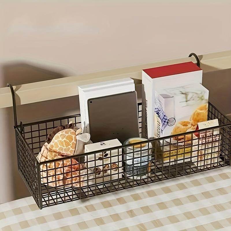1pc Iron Bedside Storage Basket, Mesh Design Space Saving Under Bed Shelf, Bedroom Organizer and Storage Basket