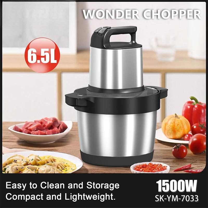 1500W Stainless Steel Meat Grinder 3 Gears Powerful 4-Layer Blade Vegetable Crusher Kitchen Onion Garlic Grinder