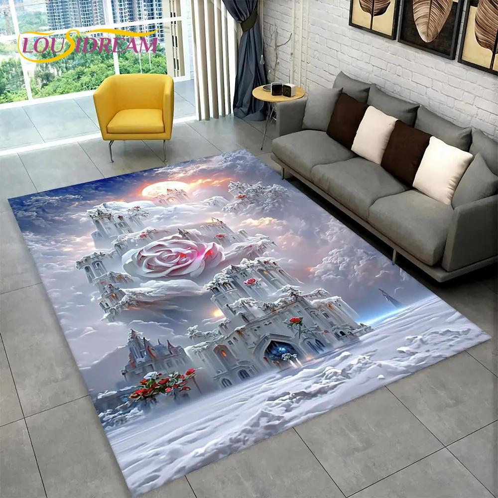 3D красивый волшебный замок мечты, живописный коврик, ковер для гостиной, спальни, дивана, коврик для кухни, декор, нескользящий напольный коврик
