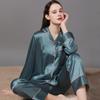 Silk Couple Pajamas Set: Long Sleeve, Plus Size, Spring/Autumn, Men's & Women's Ice Silk Homewear.