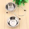 Smooth Inner Wall Pet Double Bowl Slip Tough Iron Frame Base Metal Stand Bowl Round Shaped Double Compartment Pet Food Container
