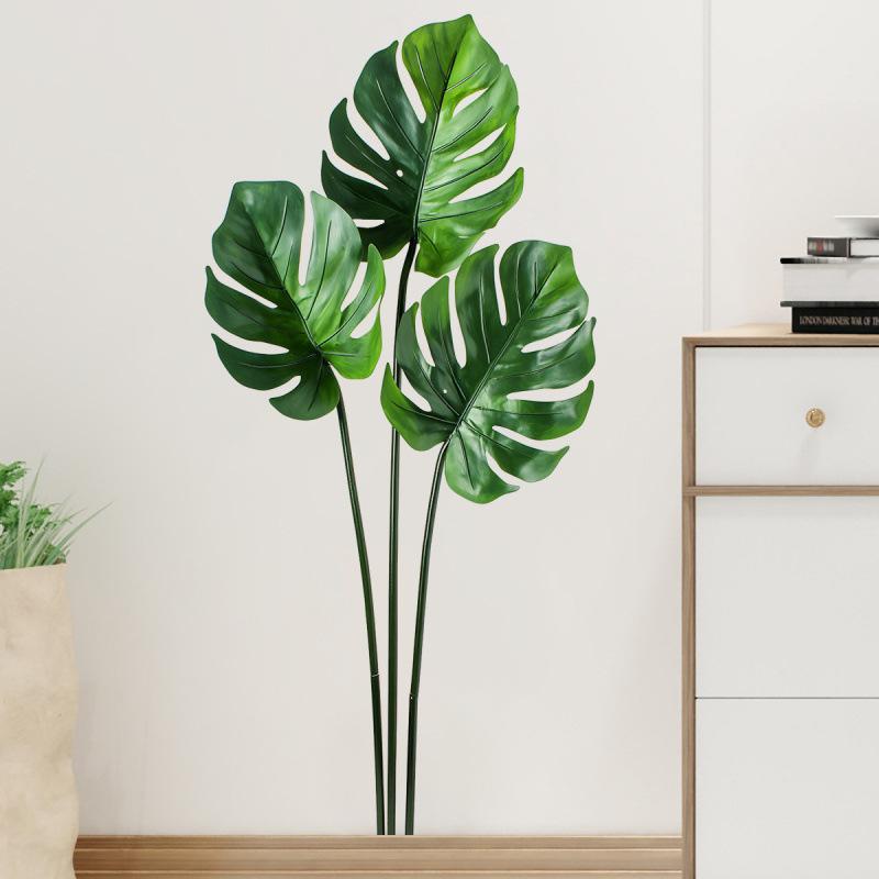 Съемная наклейка на стену с искусственным зеленым растением для спальни и гостиной, домашний декор, фон, самоклеящаяся, отклеивающаяся