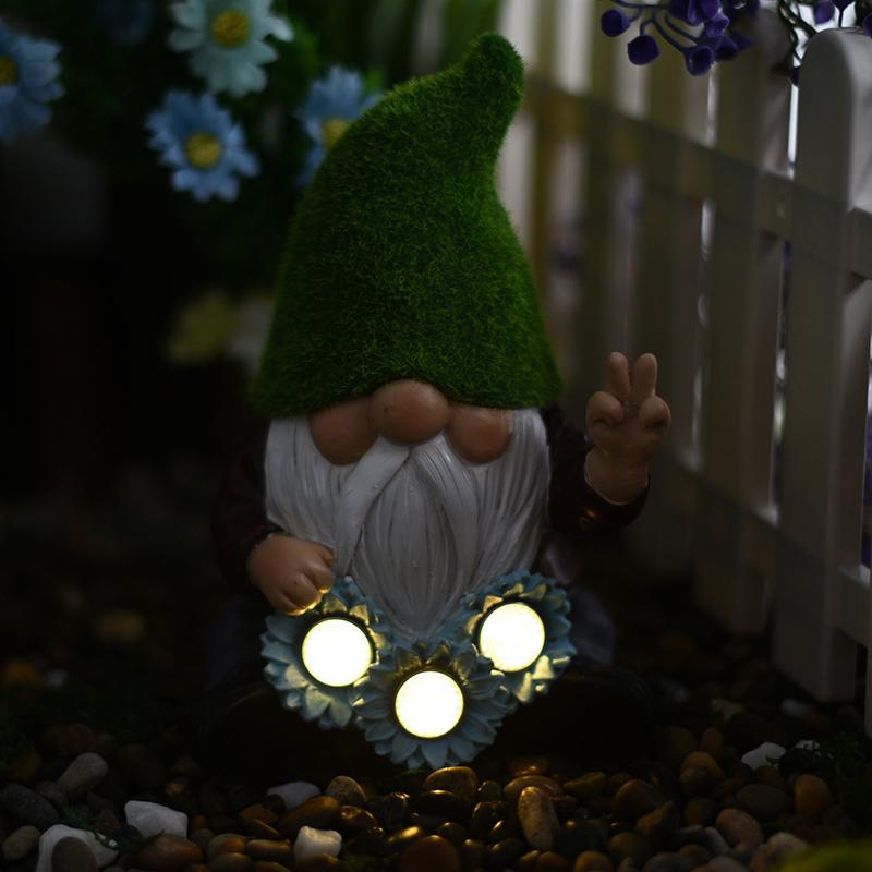 Открытый солнечный садовый орнамент гном карлик патио украшения изделия из смолы садовые фонари