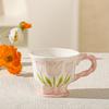 Маленькая Цветочная Пасторальный Стиль Керамическая Чашка Высоко Выглядящая Кофейная Чашка Кружка Пара Девушка Дом Чашка для Воды Бокал