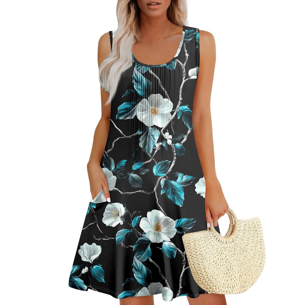 Женский повседневный сарафан с карманами, летнее пляжное платье в стиле бохо, праздничное платье для женщин, платья-майки