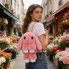 Плюшевая Сумка-Кроссбоди в Форме Мультяшного Кролика Мягкая Сумка на Плечо Кролик из Искусственного Меха Пушистая Милая Сумка-Слинг Кролик для Женщин Девушек