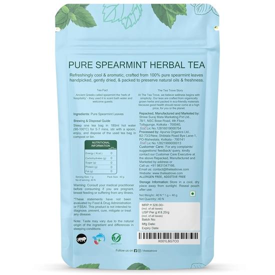 The tea trove Органический мятный чай в пакетиках - 40 экологически чистых чайных пакетиков (Пакет из 1), 0,04 кг