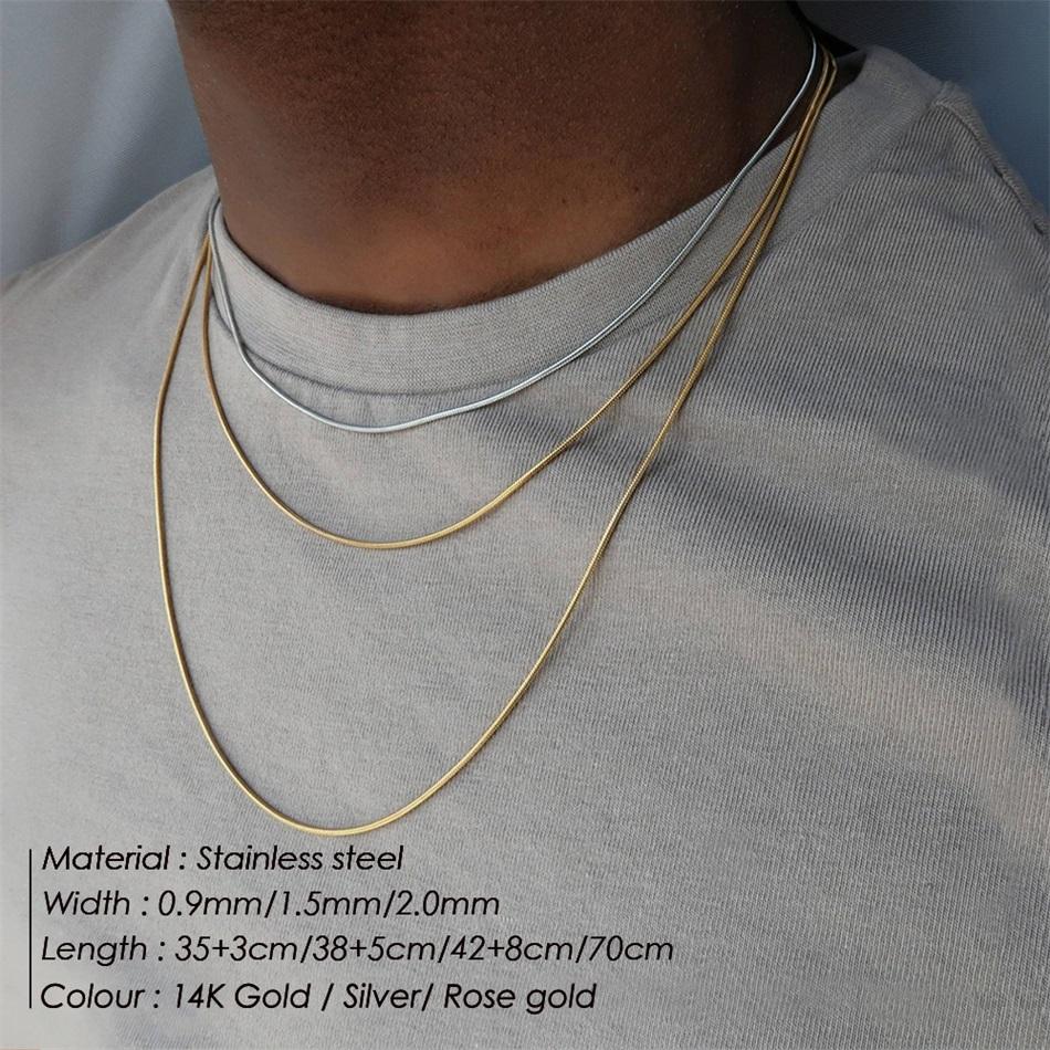 Simple Collarbone Necklace For Women Man Stainless Steel Gold Color Snake Chain High Quality Jewelry Wedding Party Gift