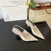Весна и лето 2025 года женская обувь в корейском стиле французский тонкий каблук остроносые босоножки на высоком каблуке с ремешком на пятке туфли-лодочки с открытым верхом