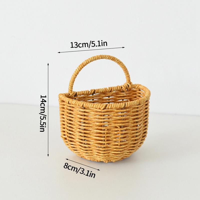 Kitchen Storage Basket with Handle Woven Hanging Baskets for Living Room Fruit Sundries Organizer Home Decor Hand-woven Baskets