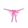 Open Crotch Sexy Mesh Thongs Butterfly Bowknot T-Pants Lingerie Lace Embroidered Panties  Women