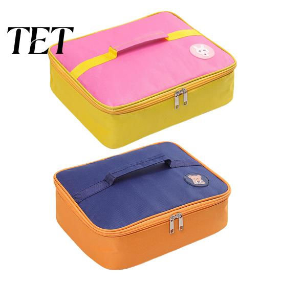 Lightweight School Lunch Bag Insulated Flat Square Bag, Durable Oxford Thermal Box Leakproof Cooler for Kids with Handles And Zipper, Waterproof