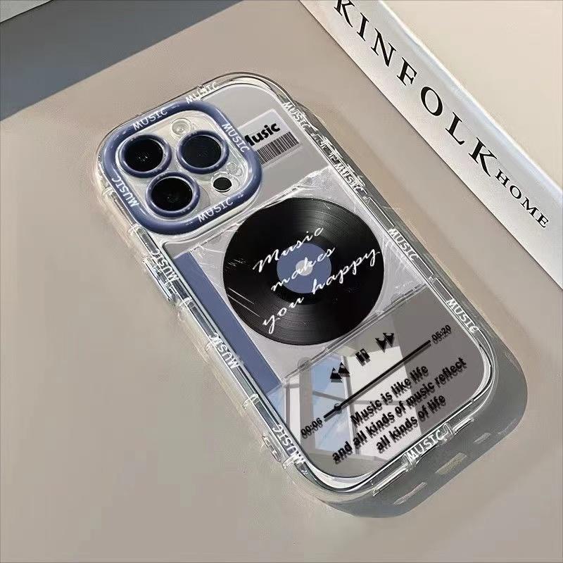 Music Player Pattern Fashion Mirror Phone Case For iPhone 17 Pro 16 15 14 13 12 11 Pro Max 7 8 Plus XR X XS Max 16E 17E Cover