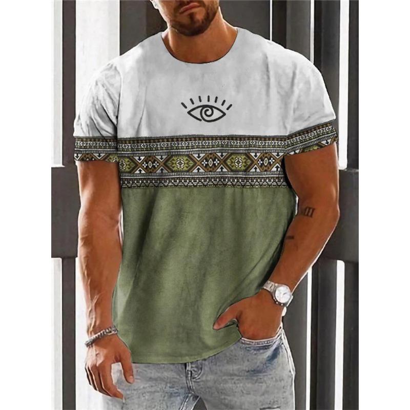 Винтажная этническая футболка с 3D принтом, одежда с круглым вырезом, мужские топы, футболка большого размера с короткими рукавами, летняя свободная мужская уличная одежда, мужская одежда