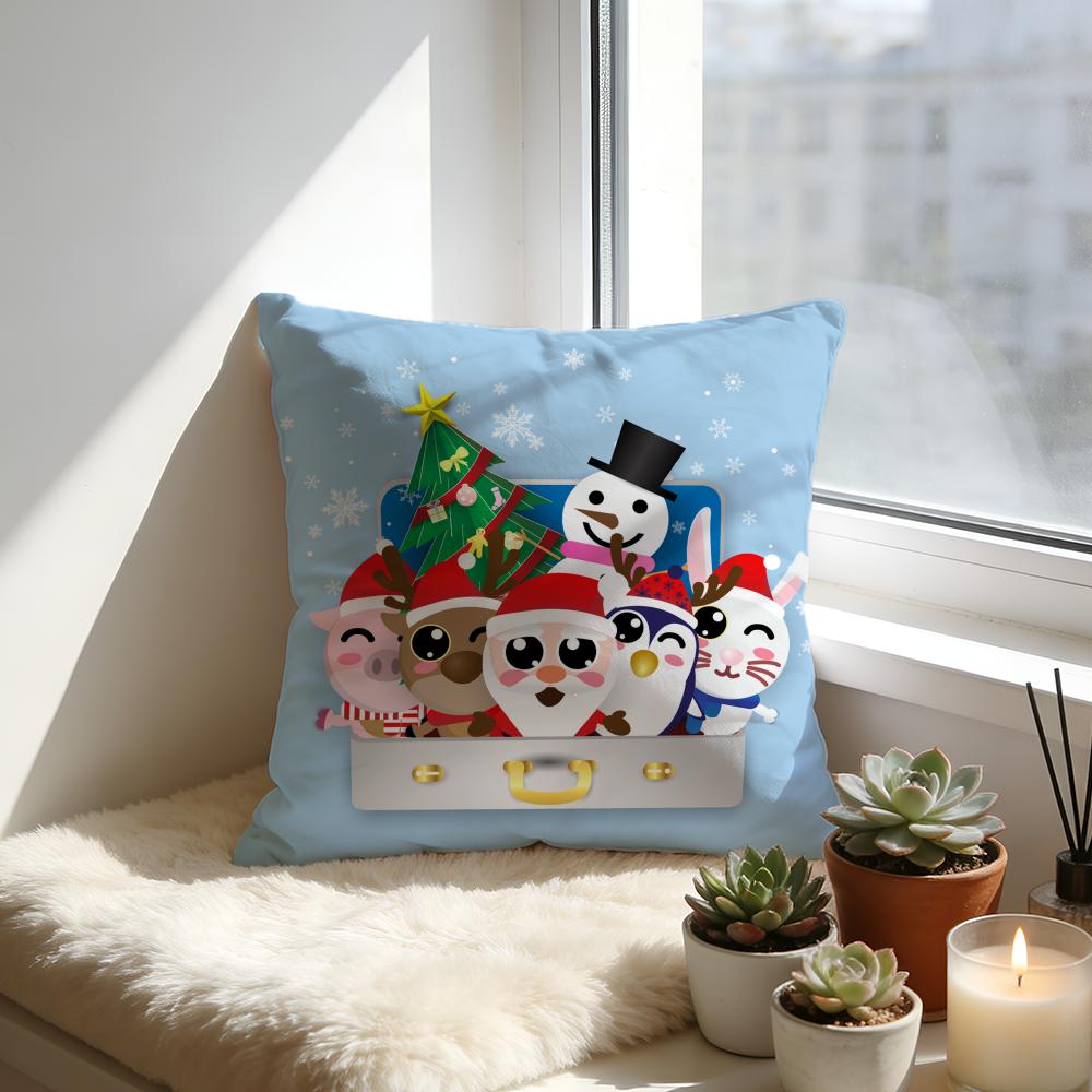 Cute Christmas Cushion Cover Cozy Velvet Throw PillowSoft Warm Cushion For Sofa Bed