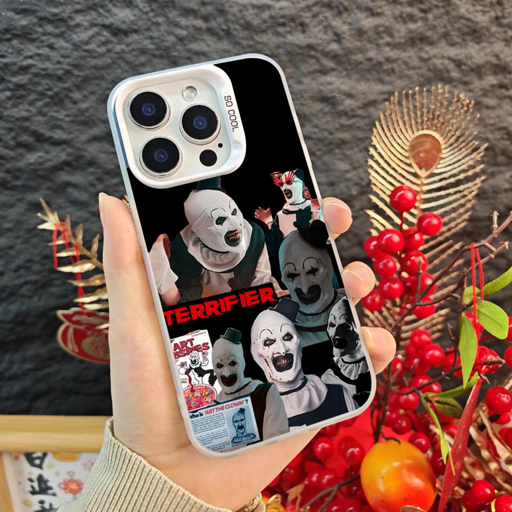 T-Terrifier Art The Clown Phone Case For Iphone 17 16 15 14 Pro Max Xr Air Plus Black Silver Hard Shell Cover