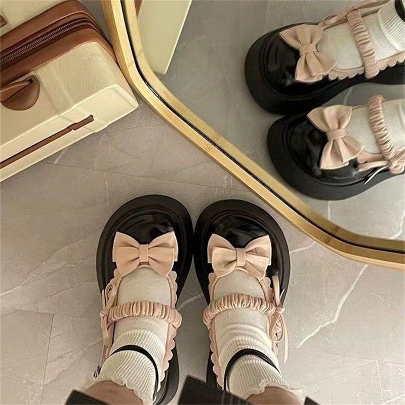 Японские маффины сладкие и прохладные туфли Мэри Джейн из маленькой кожи женские весенне-летние универсальные на толстой подошве с увеличением роста Лолита jk одинарные туфли