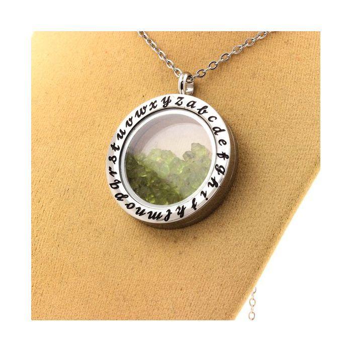 Stones and Minerals. Raw Peridot Necklace. Alphabet Model.