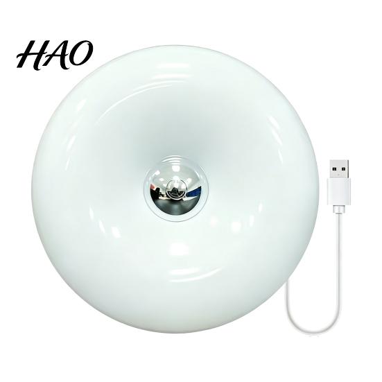 Modern Decorative Night Light Donut Light, Wireless Rechargeable 2-in-1 Table Lamp with Touch Dimmer, Small Desk for Bedroom Warm Orange Glow