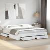 VidaXL Bed Frame with Drawers White 200x200 Cm Engineered Wood, Bed, Storage Bed, Double Bed Frame, Double Bed 3280356