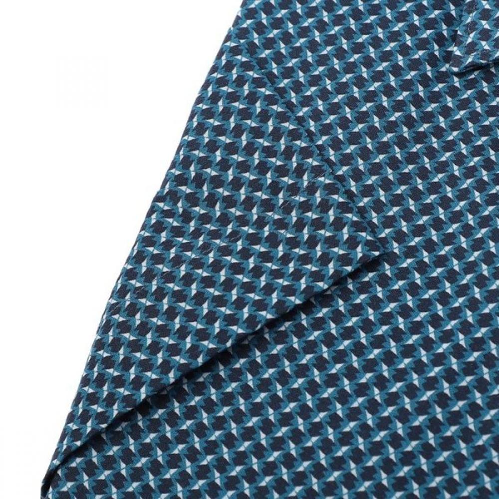 S.t. Dupont Men Casual Hidden Snap Print Short Sleeve Regular Fit Shirt 26mm Se6