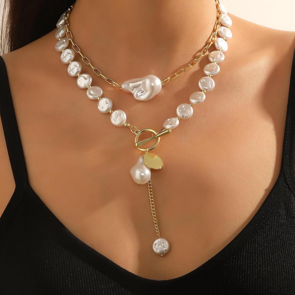 Elegant Y-Shaped Pearl Necklace - Light Luxury, Long Design