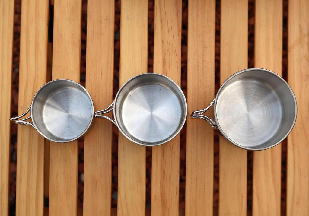 Seekdem Stackable Stainless Steel Mugs, Set of 3, Outdoor/Camping Mugs with Mesh Bag (SD-SMG3SET)